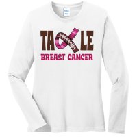 Tackle Breast Cancer Awareness Football Ladies Long Sleeve Shirt