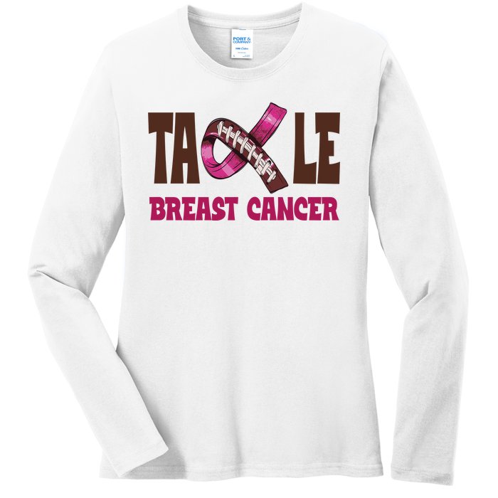 Tackle Breast Cancer Awareness Football Ladies Long Sleeve Shirt