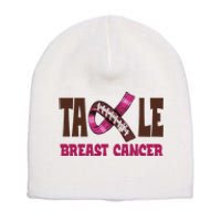 Tackle Breast Cancer Awareness Football Short Acrylic Beanie