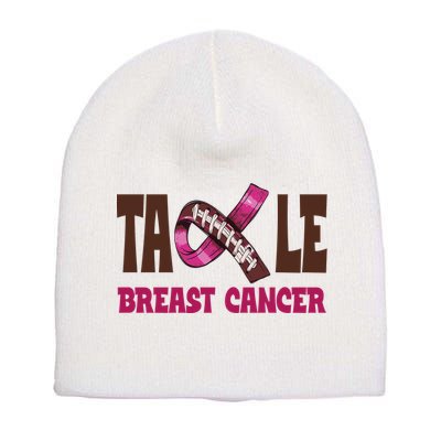 Tackle Breast Cancer Awareness Football Short Acrylic Beanie