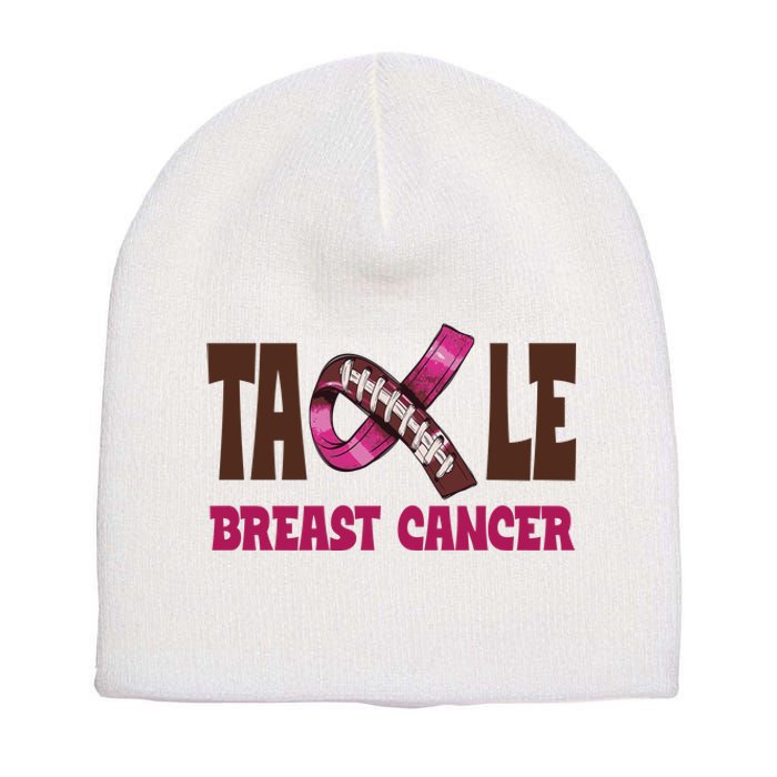 Tackle Breast Cancer Awareness Football Short Acrylic Beanie