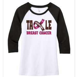 Tackle Breast Cancer Awareness Football Women's Tri-Blend 3/4-Sleeve Raglan Shirt