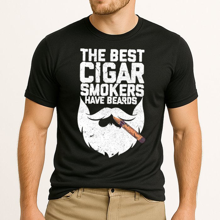 The Best Cigar Smokers Have Beards Cigar Bearded Dad Cooling Performance Crew T-Shirt