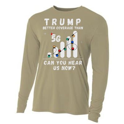 Trump Better Coverage Than 5g Wave Column Funny Christmas Cooling Performance Long Sleeve Crew