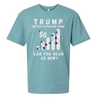 Trump Better Coverage Than 5g Wave Column Funny Christmas Sueded Cloud Jersey T-Shirt