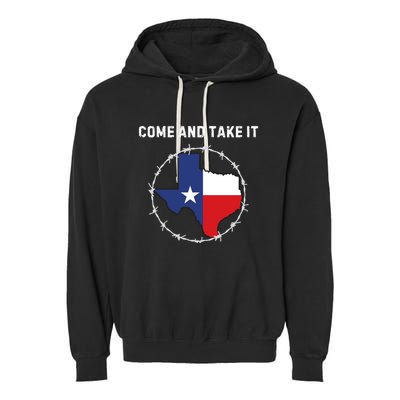 Texas Border Crisis Come And Take It Garment-Dyed Fleece Hoodie