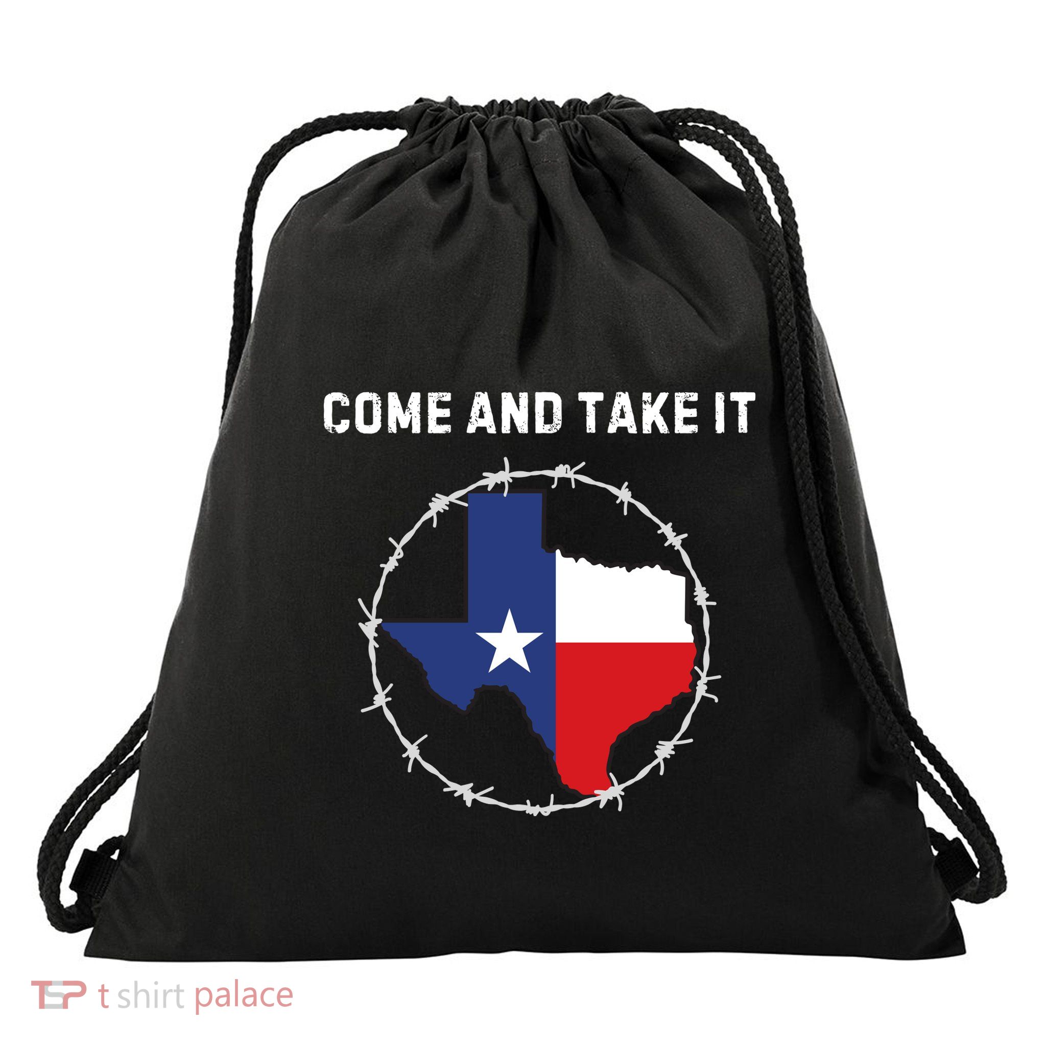 Texas Border Crisis Come And Take It Drawstring Bag