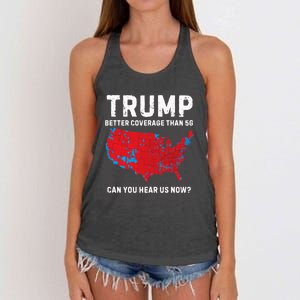 Trump Better Coverage Than 5g Can You Hear Us Now? Women's Knotted Racerback Tank