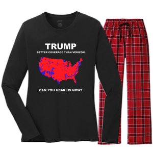 Trump Better Coverage Than Verizon Can You Hear Us Now Women's Long Sleeve Flannel Pajama Set 