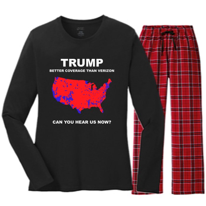 Trump Better Coverage Than Verizon Can You Hear Us Now Women's Long Sleeve Flannel Pajama Set 