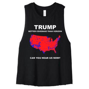 Trump Better Coverage Than Verizon Can You Hear Us Now Women's Racerback Cropped Tank