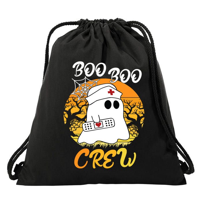 The Boo Crew Halloween Ghost The Boo Crew Nurse Drawstring Bag
