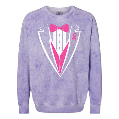 Tuxedo Breast Cancer Awareness Month  Colorblast Crewneck Sweatshirt