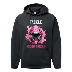 Tackle Breast Cancer Awareness Pink Ribbon Football Kids Performance Fleece Hoodie