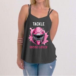 Tackle Breast Cancer Awareness Pink Ribbon Football Kids Women's Strappy Tank