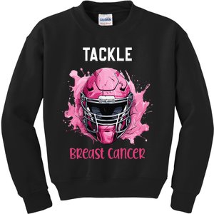 Tackle Breast Cancer Awareness Pink Ribbon Football Kids Kids Sweatshirt