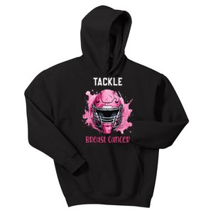 Tackle Breast Cancer Awareness Pink Ribbon Football Kids Kids Hoodie