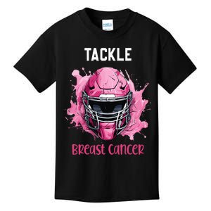 Tackle Breast Cancer Awareness Pink Ribbon Football Kids Kids T-Shirt