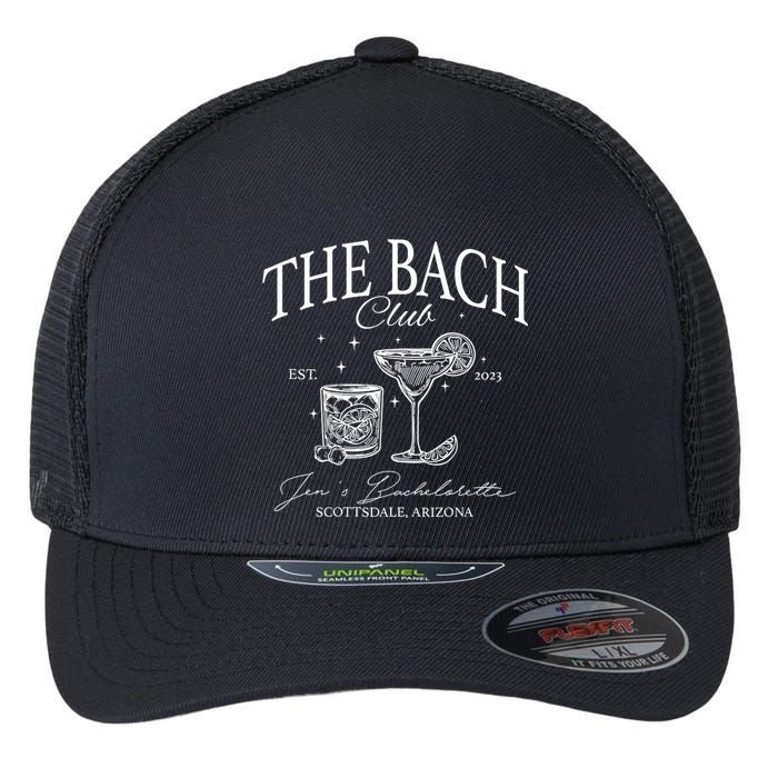 The Bach Club Custom Location Bachelorette Flexfit Unipanel Trucker Cap