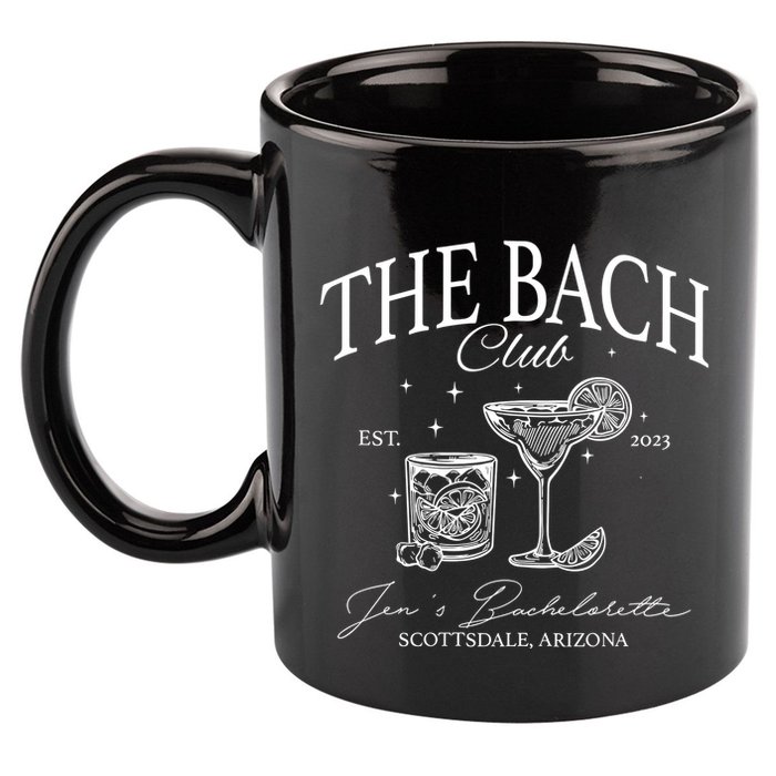The Bach Club Custom Location Bachelorette 11oz C Handle Ceramic Mug