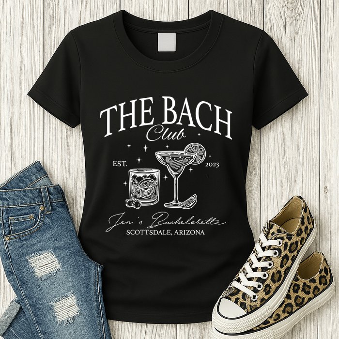 The Bach Club Custom Location Bachelorette Womens T-Shirt