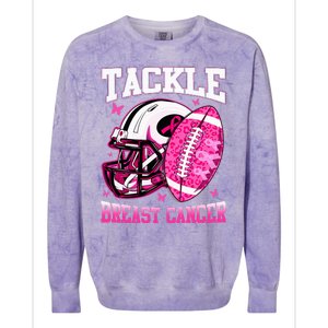 Tackle Breast Cancer Awareness Pink Ribbon Football Colorblast Crewneck Sweatshirt