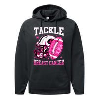 Tackle Breast Cancer Awareness Pink Ribbon Football Performance Fleece Hoodie