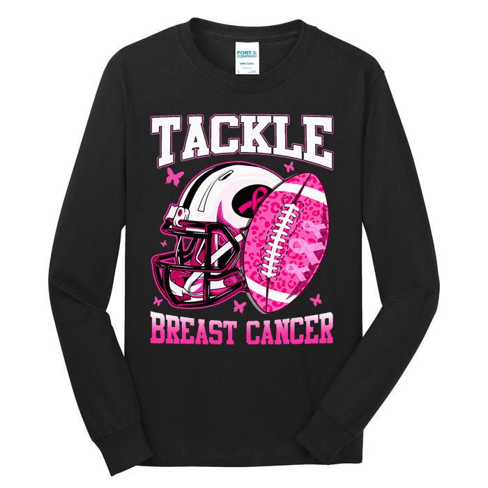 Tackle Breast Cancer Awareness Pink Ribbon Football Tall Long Sleeve T-Shirt