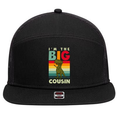 The Big Cousin Dinosaur Design Cousin Crew Gift 7 Panel Mesh Trucker Snapback Hat