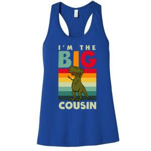 The Big Cousin Dinosaur Design Cousin Crew Gift Women's Racerback Tank