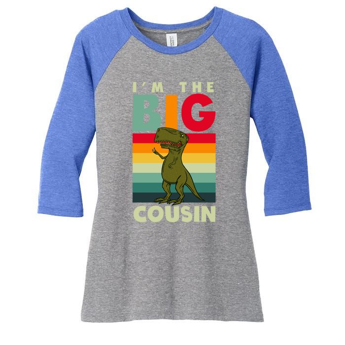 The Big Cousin Dinosaur Design Cousin Crew Gift Women's Tri-Blend 3/4-Sleeve Raglan Shirt