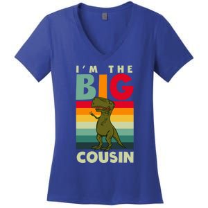 The Big Cousin Dinosaur Design Cousin Crew Gift Women's V-Neck T-Shirt