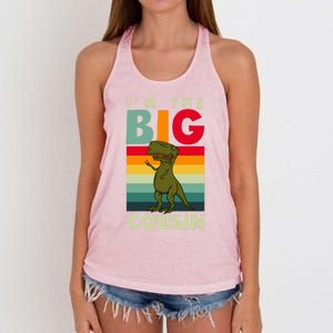 The Big Cousin Dinosaur Design Cousin Crew Gift Women's Knotted Racerback Tank