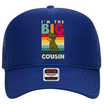 The Big Cousin Dinosaur Design Cousin Crew Gift High Crown Mesh Back Trucker Hat