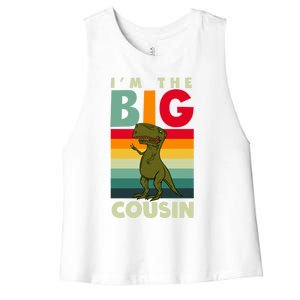 The Big Cousin Dinosaur Design Cousin Crew Gift Women's Racerback Cropped Tank