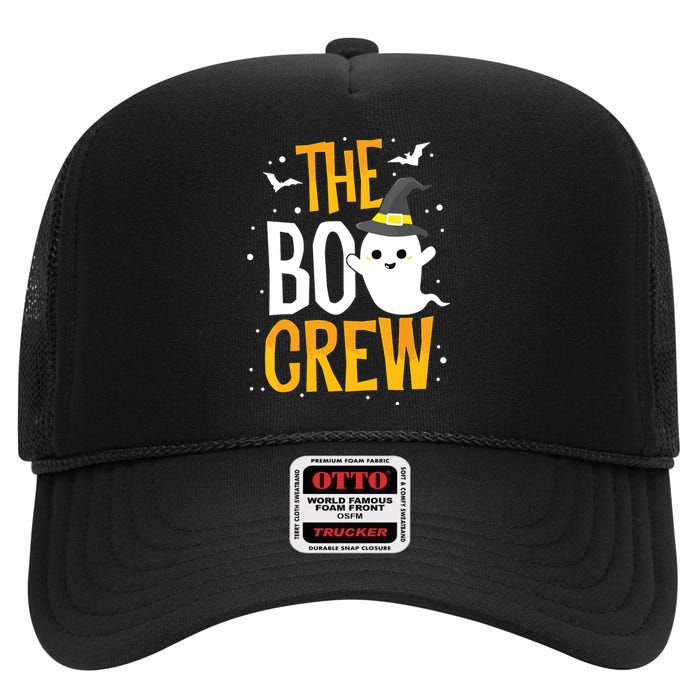 The Boo Crew Halloween Ghost Trick Treat Outfit Squad Team High Crown Mesh Back Trucker Hat