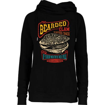 The Bearded Clam Seafood Shack Womens Funnel Neck Pullover Hood