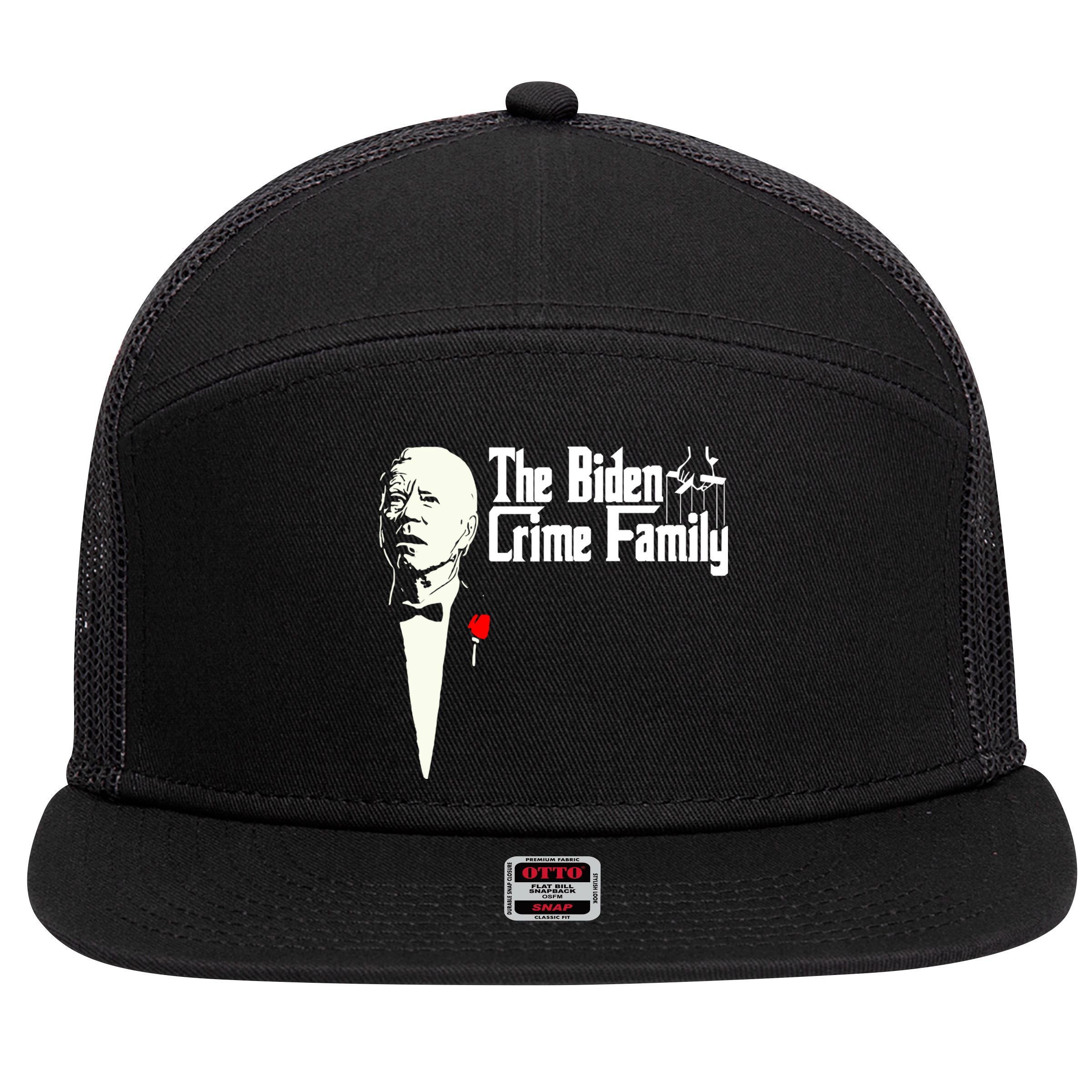 The Biden Chinese Crime Family Puppet Humor Anti Against 7 Panel Mesh Trucker Snapback Hat