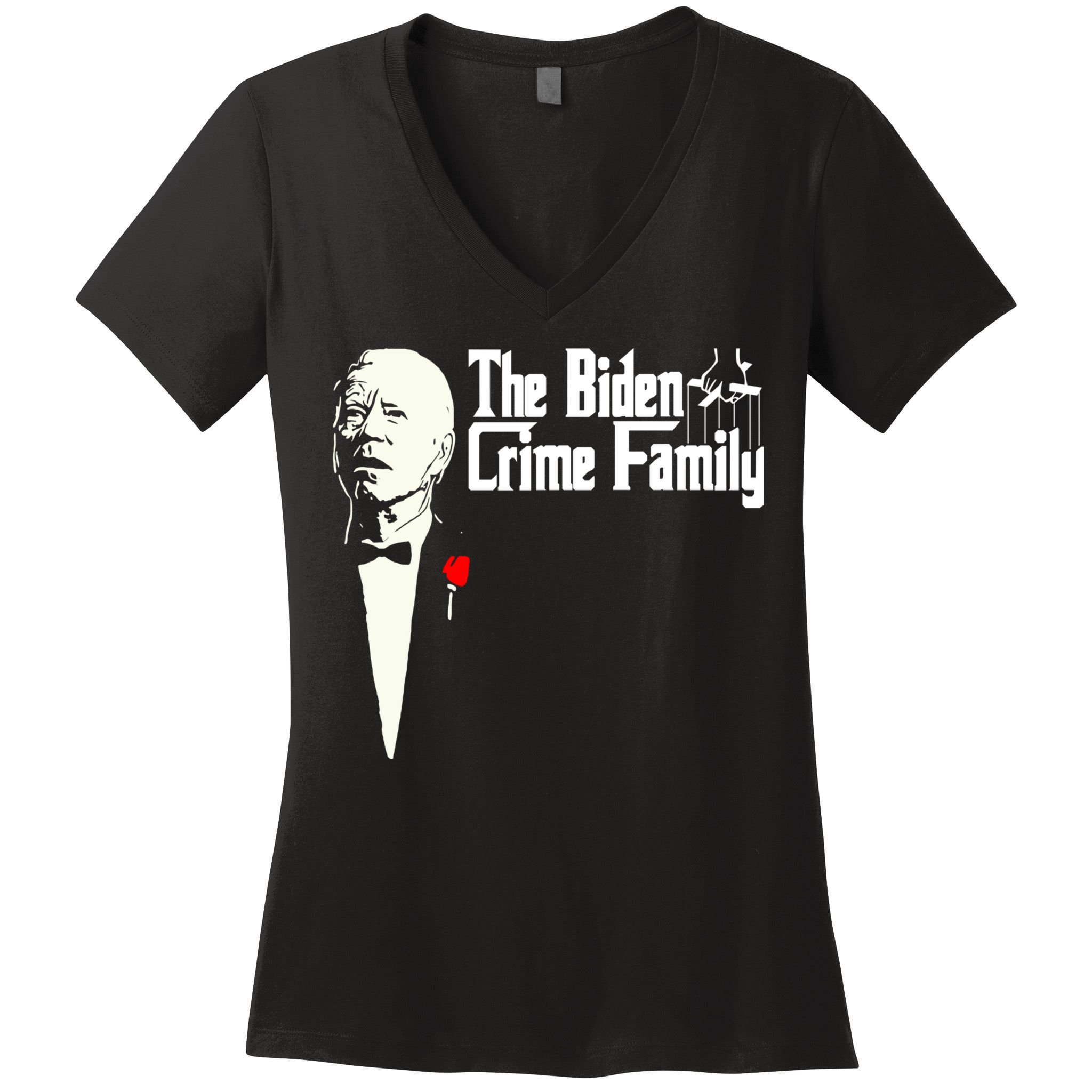 The Biden Chinese Crime Family Puppet Humor Anti Against Women's V-Neck T-Shirt