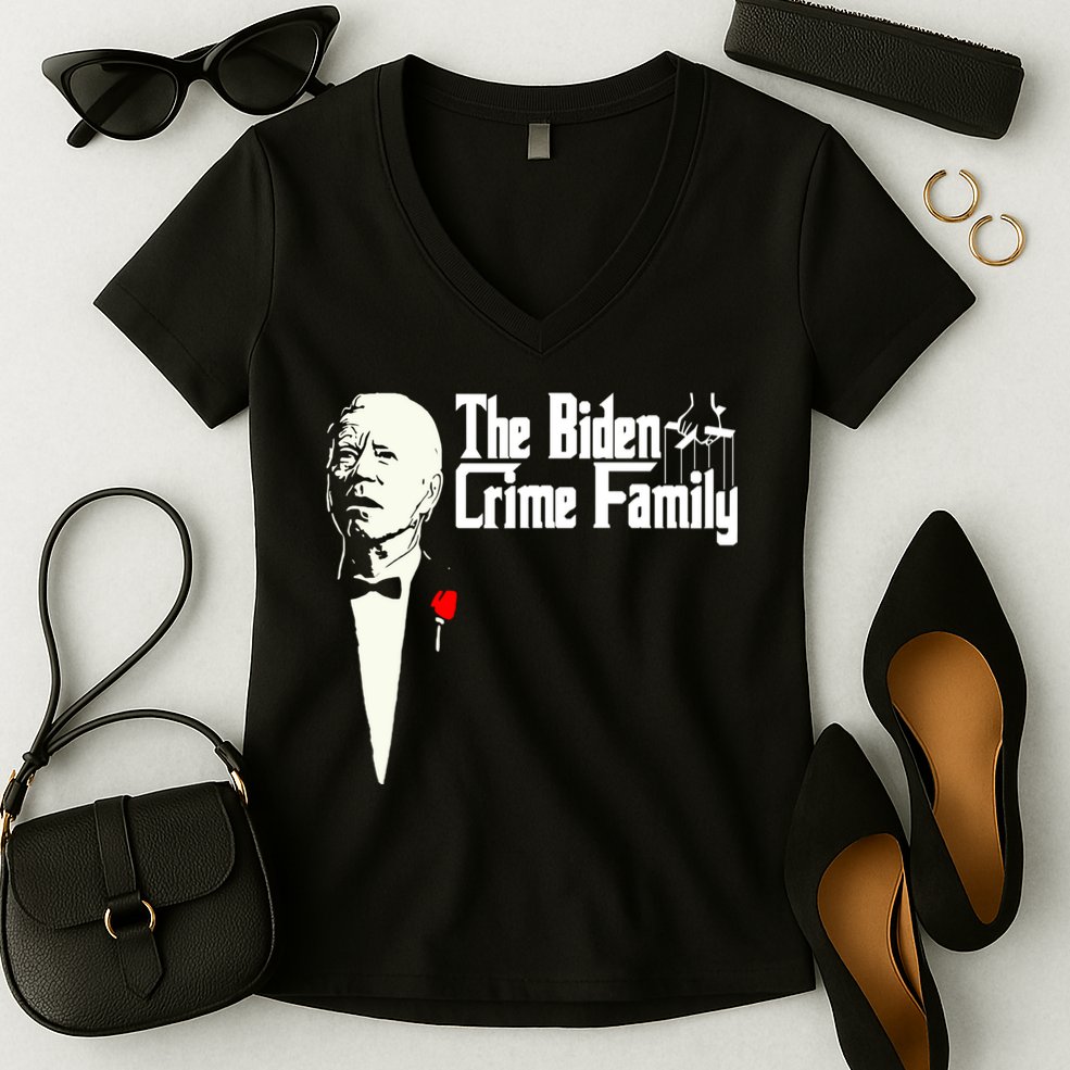 The Biden Chinese Crime Family Puppet Humor Anti Against Women's V-Neck T-Shirt