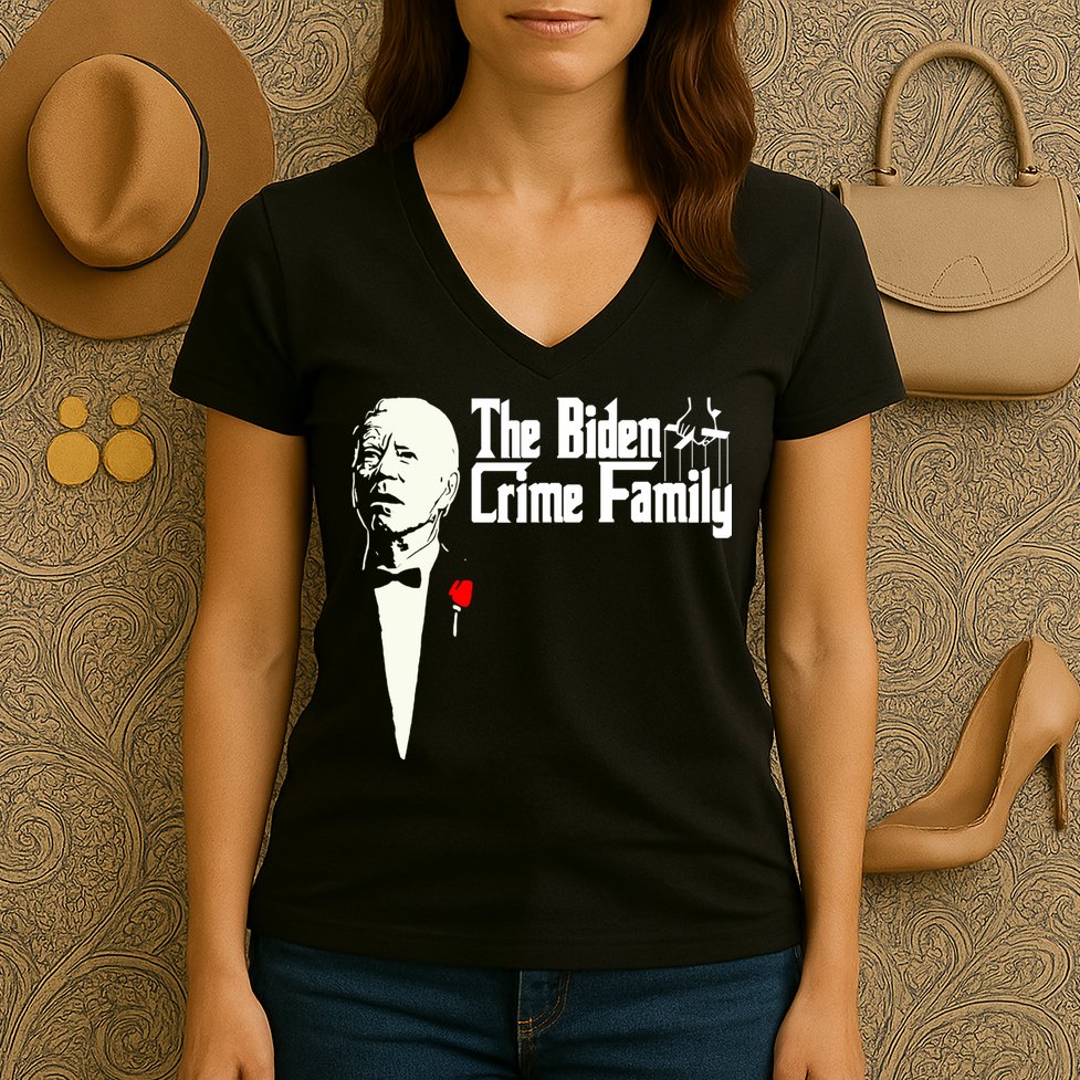 The Biden Chinese Crime Family Puppet Humor Anti Against Women's V-Neck T-Shirt