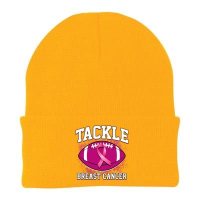 Tackle Breast Cancer Ribbon Football Knit Cap Winter Beanie