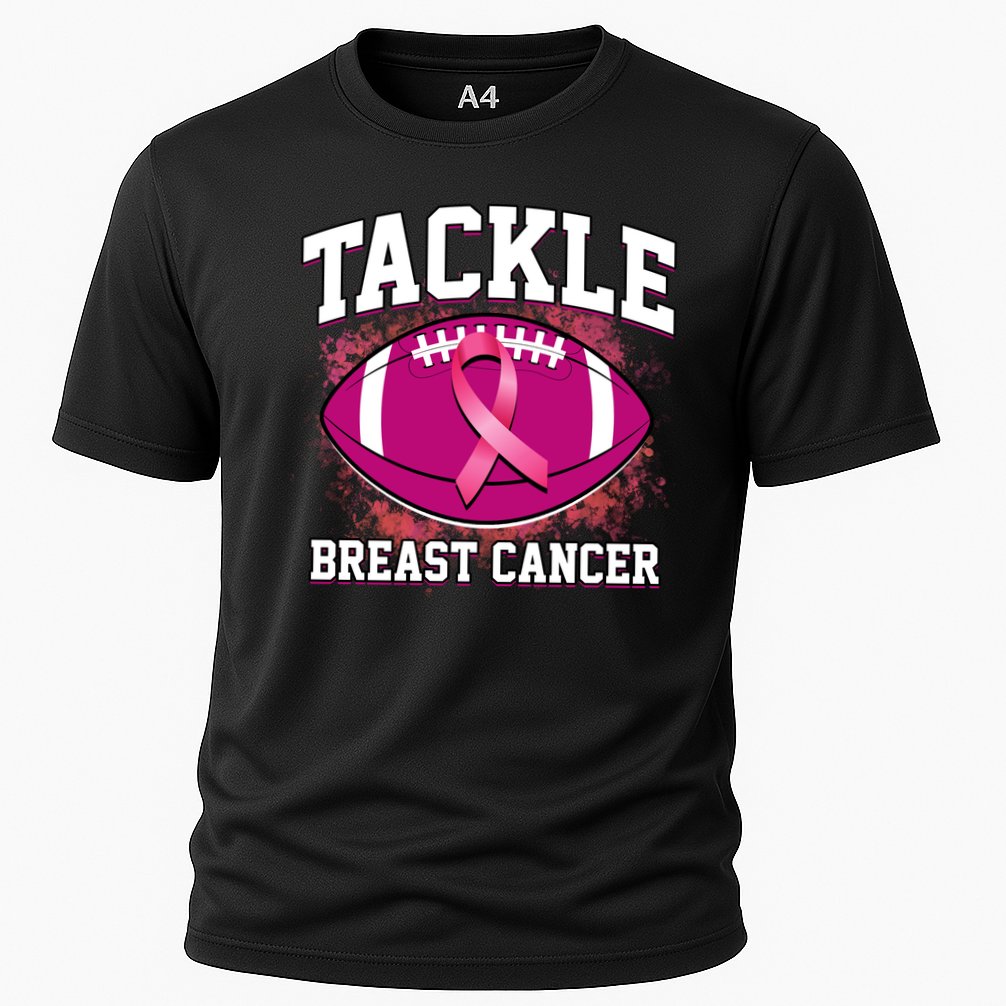 Tackle Breast Cancer Ribbon Football Cooling Performance Crew T-Shirt