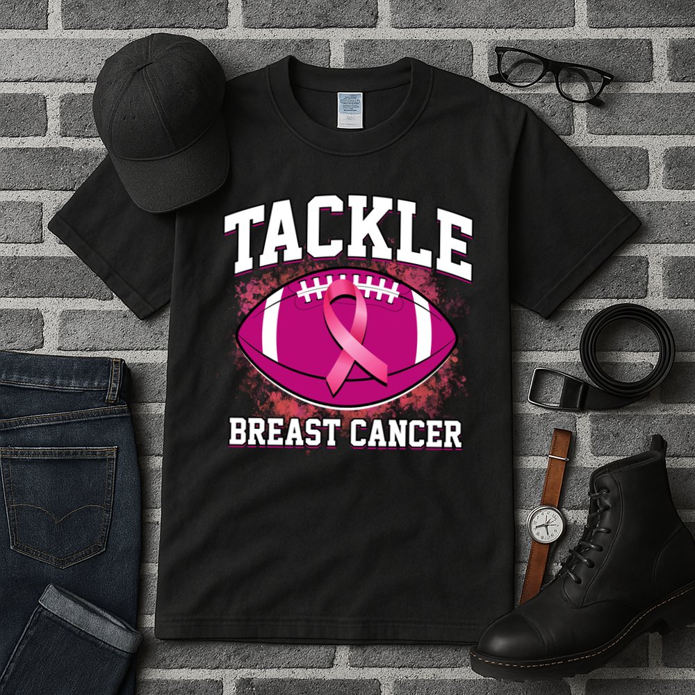 Tackle Breast Cancer Ribbon Football Tall T-Shirt