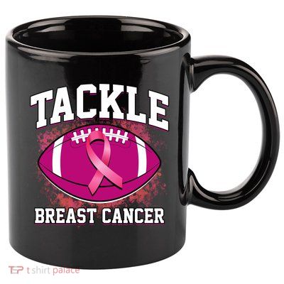 Tackle Breast Cancer Ribbon Football 11oz C Handle Ceramic Mug