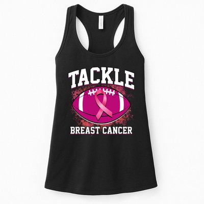 Tackle Breast Cancer Ribbon Football Womens Tank Top
