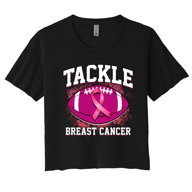 Tackle Breast Cancer Ribbon Football Crop Top