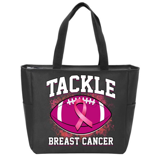 Tackle Breast Cancer Ribbon Football Zip Tote Bag