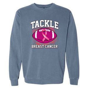 Tackle Breast Cancer Ribbon Football Garment-Dyed Sweatshirt