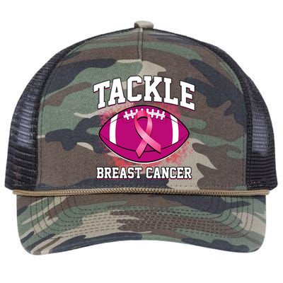 Tackle Breast Cancer Ribbon Football Retro Rope Trucker Hat Cap